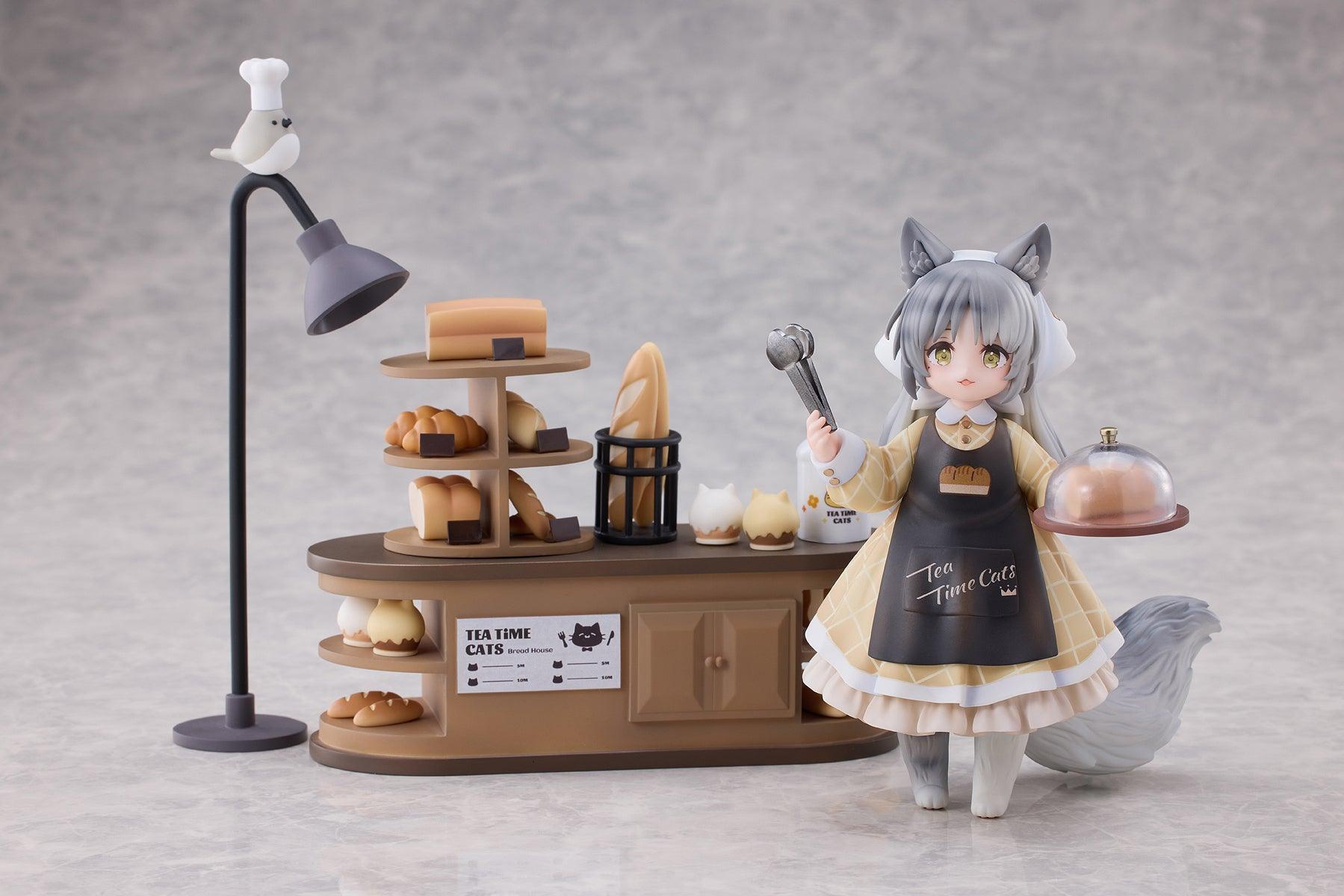 RIBOSE DLC Series TEA TIME CATS SCENE - CAT TOWN BAKERY STAFF & CUSTOMER NON-SCALE FIGURINE SET OF TWO - SaQra Mart Hobby