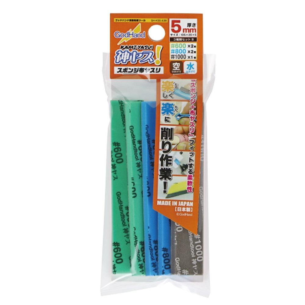 God Hand: GH-KS5-A3B Kamiyasu Sanding Stick 5mm 3Type Assort Set B (#600, 800, 1000) - SaQra Mart Hobby