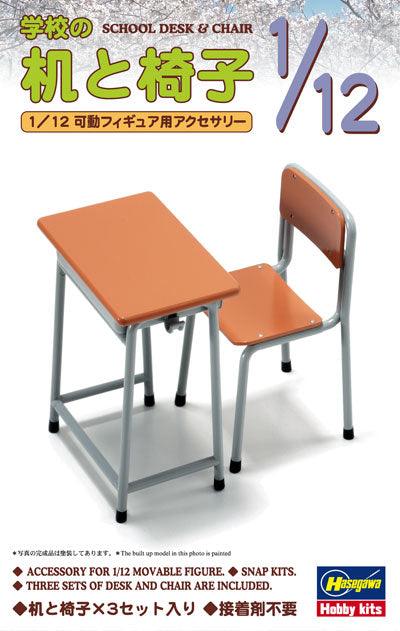 Hasegawa ACCESSORY FOR 1/12 MOVABLE FIGURE: FA01 SCHOOL DESK &CHAIR - SaQra Mart Hobby